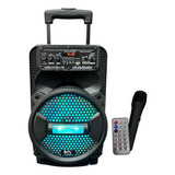 Caixa Som Bluetooth Amplificada Grande Portátil Microfone Cor Preto 110v/220v