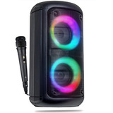 Caixa Som Bluetooth Rgb Wireless Subwoofer Karaokê Microfone