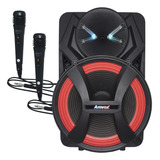 Caixa Som Led Amplificada Bluetooth 1100w Rms + 2 Microfones