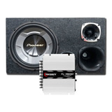 Caixa Som Trio Completa Sub Pioneer Ts-w3060br 12 Pol 350w Rms + Driver + Tweeter + Modulo Amplificador Taramps Tl-1500