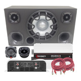 Caixa Trio Completa Bravox Uxp Corneta Tweeter Taramps 1200w