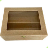 Caixa Vinho Fecho E Vidro Liso Em Mdf 26x19x10 Mini Chandon