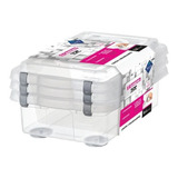 Caixas Organizadoras 3 Unidades De 8,6 Litros Cada Sanremo Cor Transparente
