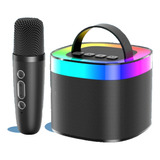 Caixinha Som Bluetooth Led Karaokê Infantil Microfones S Fio