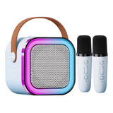 Caixinha Som C/2 Microfone S/fio Bluetooth Karaokê Muda Voz