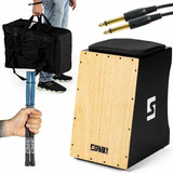 Cajon Profissional Elétrico Acústico + Vassourinha + Cabo + Bag