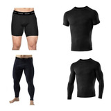  Calça Bermuda Camisa Camiseta Compressão Rash Kit Completo