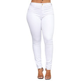 Calça Branca Jeans Feminina Skinny Cintura