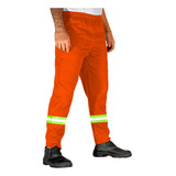 Calça Brim Faixa Refletiva Uniforme Trabalho Profissional
