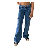 Calça Cargo Jeans Feminina Pantalona Infantil