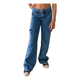 Calça Cargo Jeans Feminina Pantalona Infantil Juvenil 10-16