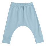 Calça De Bebe Saruel Lisa Azul Em Algodão Egípcio Menino