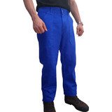 Calça De Brim 1/2 Elástico Azul Royal Uniforme Profissional 