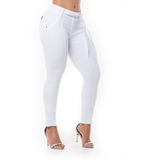 Calça Feminina Cigarrete Branca Brim C/lycra Bojo Original 