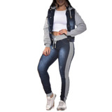 Calça Feminina Jeans Com Lateral De Moletom Só Calça