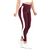 Calça Feminina Jogger Listrada Crepe Slim Fit Academia