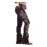 Calça Feminina Moda Country Pedraria Strass West Tuff