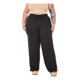 Calça Feminina Plus Size Pantalona Cintura Alta Tecido Duna