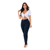 Calça Feminina Sarja Colorida Azul Marinho Lycra Premium Top