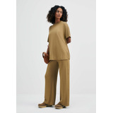 Calça Feminina Slim Flare Cintura Alta Em Ribana Hering