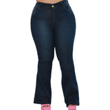 Calça Flare Jeans Boca De Sino Plus Size Empina Bumbum