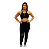 Calça Fuso De Suplex De Poliamida Detalhe Em Tule
