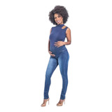 Calça Gestante Jeans Reforço Na Barriga