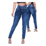 Calça Jeans Feminina Cintura Alta Lycra Modeladora Bumbum 