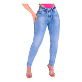 Calça Jeans Feminina Com Cinto Faixa
