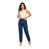 Calça Jeans Feminina Mom 100% Algodão E Cintura Alta 00101