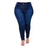 Calça Jeans Feminina Plus Size Cintura Alta Com Lycra