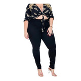 Calça Jeans Feminina Plus Size Skinny Cós Alto C/ Lycra 2021