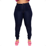 Calça Jeans Feminina Preta Plus Size Com Rasgos No Joelho