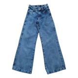 Calça Jeans Feminina Wide Leg Infantil Juvenil Pantalona
