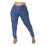 Calça Jeans Plus Size Basica Lisa Barra Feita Cintura Alta