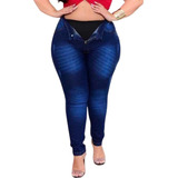 Calça Jeans Plus Size Cós Alto + Cinta Modeladora Super Lip