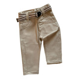 Calça Jeans Sarja Menino Bebê Infantil Cinto Baby 