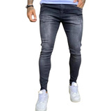 Calça Jeans Super Skinny Masculina Lycra Justa Corpo Rasgo