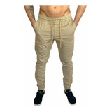 Calça Jogger Bege Track Pants Fitness Masculina Pronta Entre