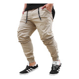 Calça Jogger Bege Track Pants Fitness Masculina Pronta Entre