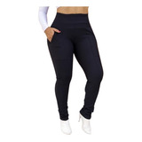 Calça Leg Montaria Gorgurão Tecido Canelado Com Bolsos 