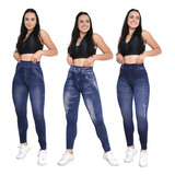 Calça Legging Academia Fake Jeans Kit