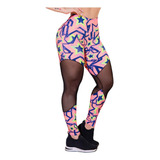 Calça Legging Estampadas Academia E Ginastica Com Tule