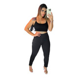 Calça Legging Feminina Preta Grossa Dia A Dia/ Academia