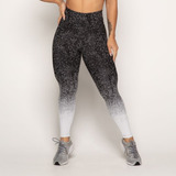 Calça Legging Fitness Jacquard Rosa E Preto Poliamida