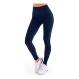 Calça Legging Fitness Sem Costura Riscada Navy