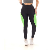 Calça Legging Preta Fitness Academia Com Detalhe Na Lateral