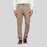 Calça Masculina Bege Sarja Slim - Lycra - Esporte Fino Luxo