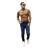 Calça Masculina Jeans Azul Tradicional Elastano Reforçada