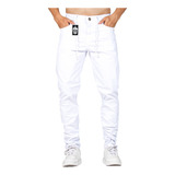 Calça Masculina Jeans Sarja Skinny Slim Rasgada Zíper Lycra